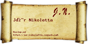 Jür Nikoletta névjegykártya